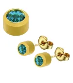 Серьги Caflon Studex мини завальцовка (Голубой Циркон декабрь)