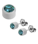 Серьги Caflon Studex средние завальцовка (Голубой Циркон серебро декабрь)