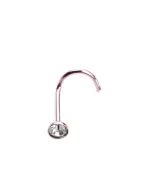 Пирсинг Caflon Studex в нос изогнутый с камнем розовое покрытие
