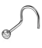 Пирсинг Caflon Studex в нос изогнутый с камнем (01 Кристалл)