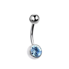 Пірсинг банан для пупка CAFLON з каменем сталь №1 Васильковий