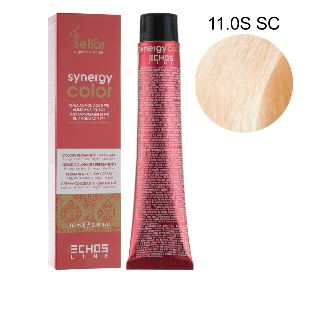 Краска для волос без аммиака с арганом и кератином EchosLine Synergy Color 11-0S SC 100 мл