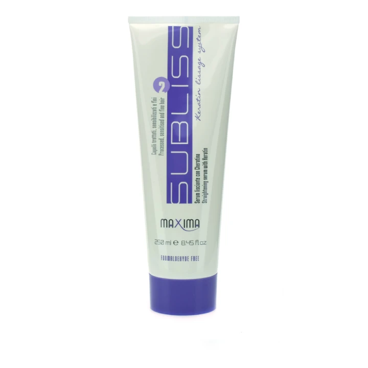 Набор 2 для разглаживания ослабленных волос с кератином Maxima SUBLISS гель 250 мл + молочко 250 мл + защита 75 мл