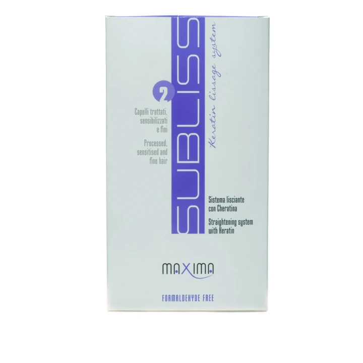 Набор 2 для разглаживания ослабленных волос с кератином Maxima SUBLISS гель 250 мл + молочко 250 мл + защита 75 мл