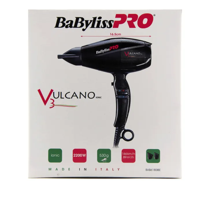 Фен Babyliss BAB6180IBE Vulcano V3 Ionic чорний