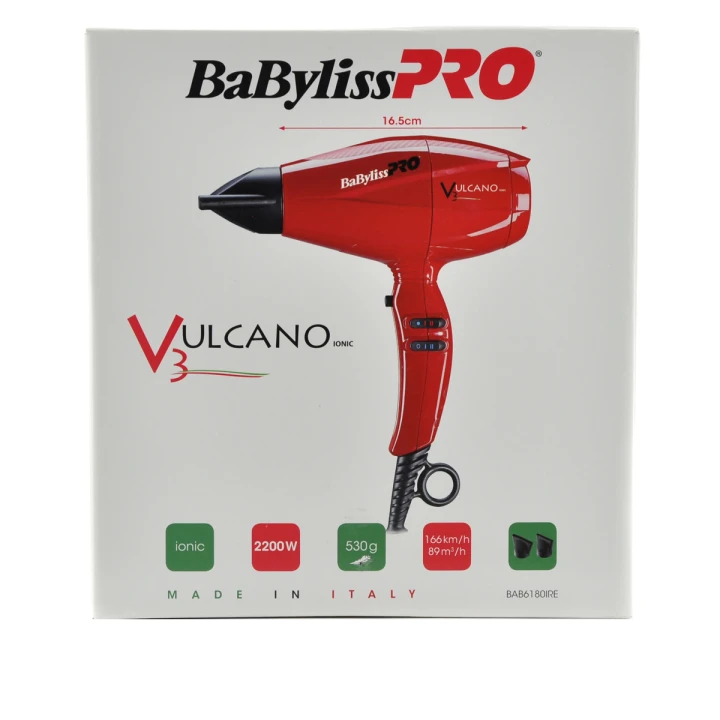 Фен Babyliss BAB6180IRE Vulcano V3 Ionic червоний