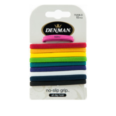 Гумка для волосся Denman яскраві 10шт.