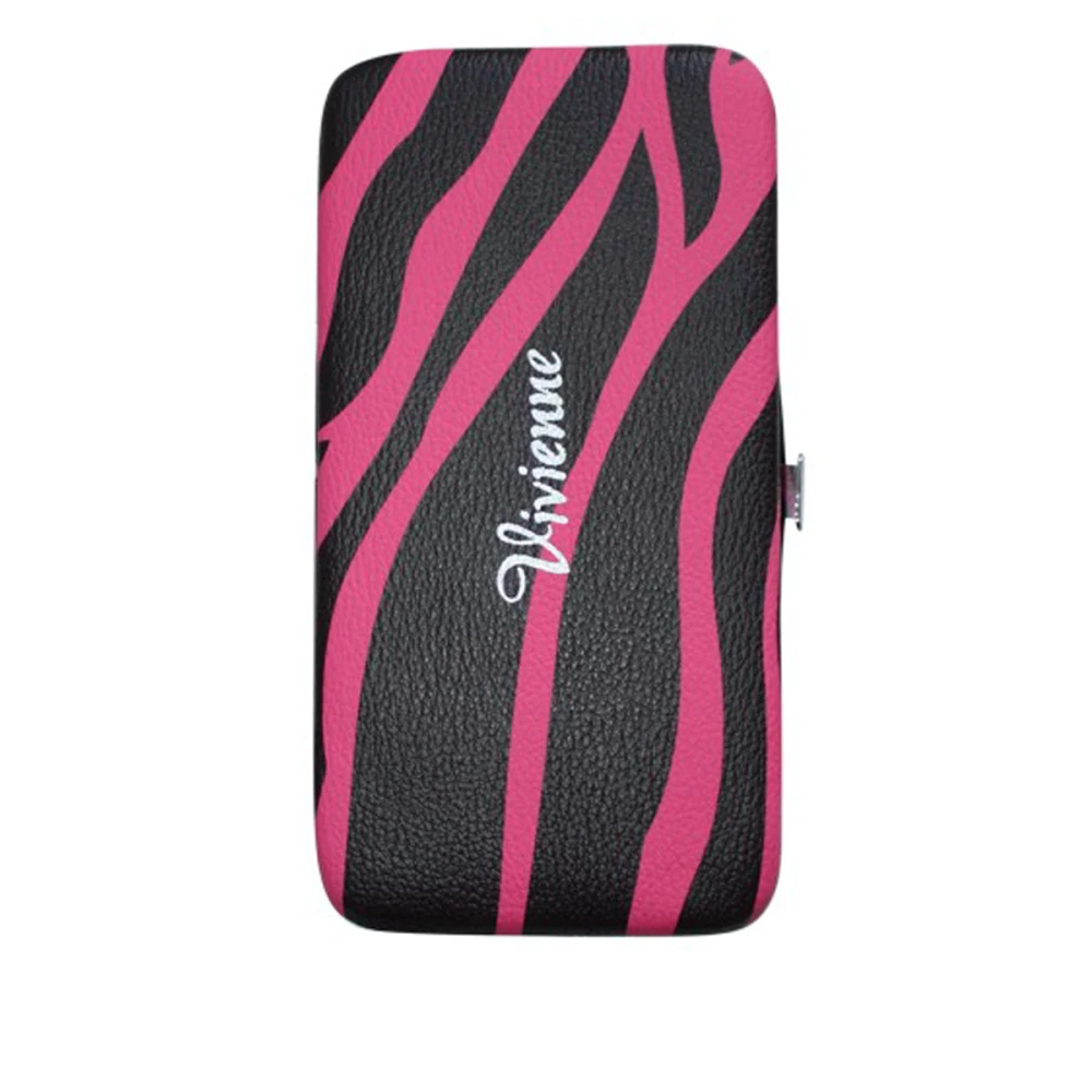 Пенал-книжка Vivienne с резиновыми ячейками+магнит Розовая зебра