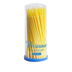 Палички мікробрашер Vivienne для корекції вій у тубусі 100 шт жовті тонкі
