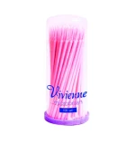 Палочки микробрашер Vivienne для коррекции ресниц в тубусе 100 шт розовые супер тонкие