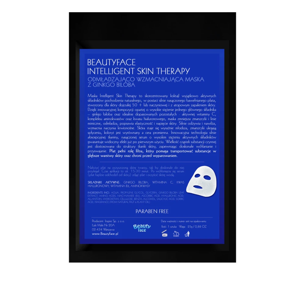 Маска BeautyFase Intelligent Skin Therapy с Гинкго Билоба для омоложения увлажнения кожи 50+