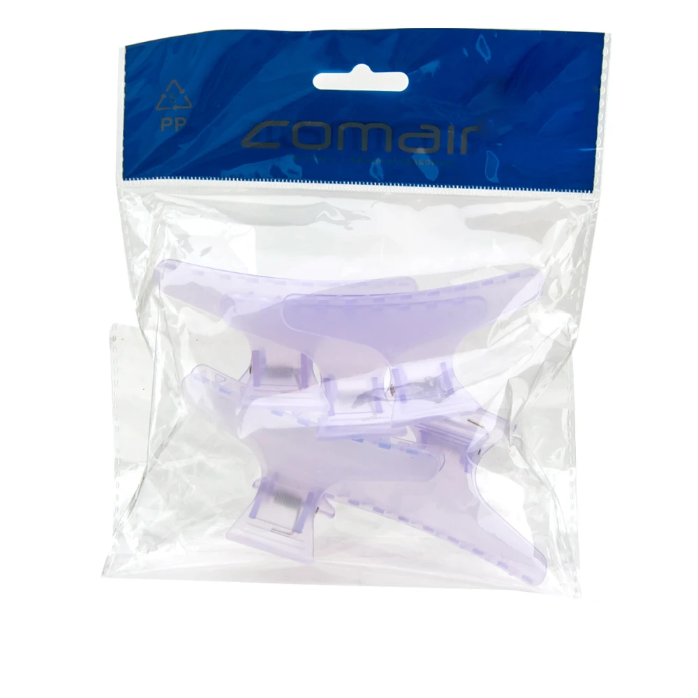 Затискач-жабка пластиковий Comair бузковий 12 шт