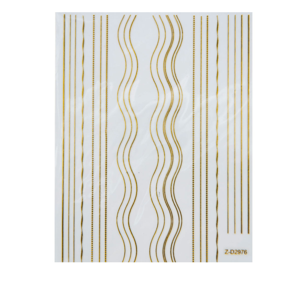 Лента гибкая для ногтей Nail sticker (Микс полосок-волна золото)