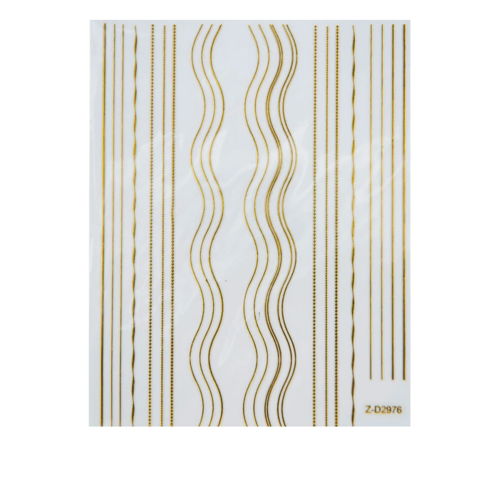 Лента гибкая для ногтей Nail sticker (Микс полосок-волна золото)