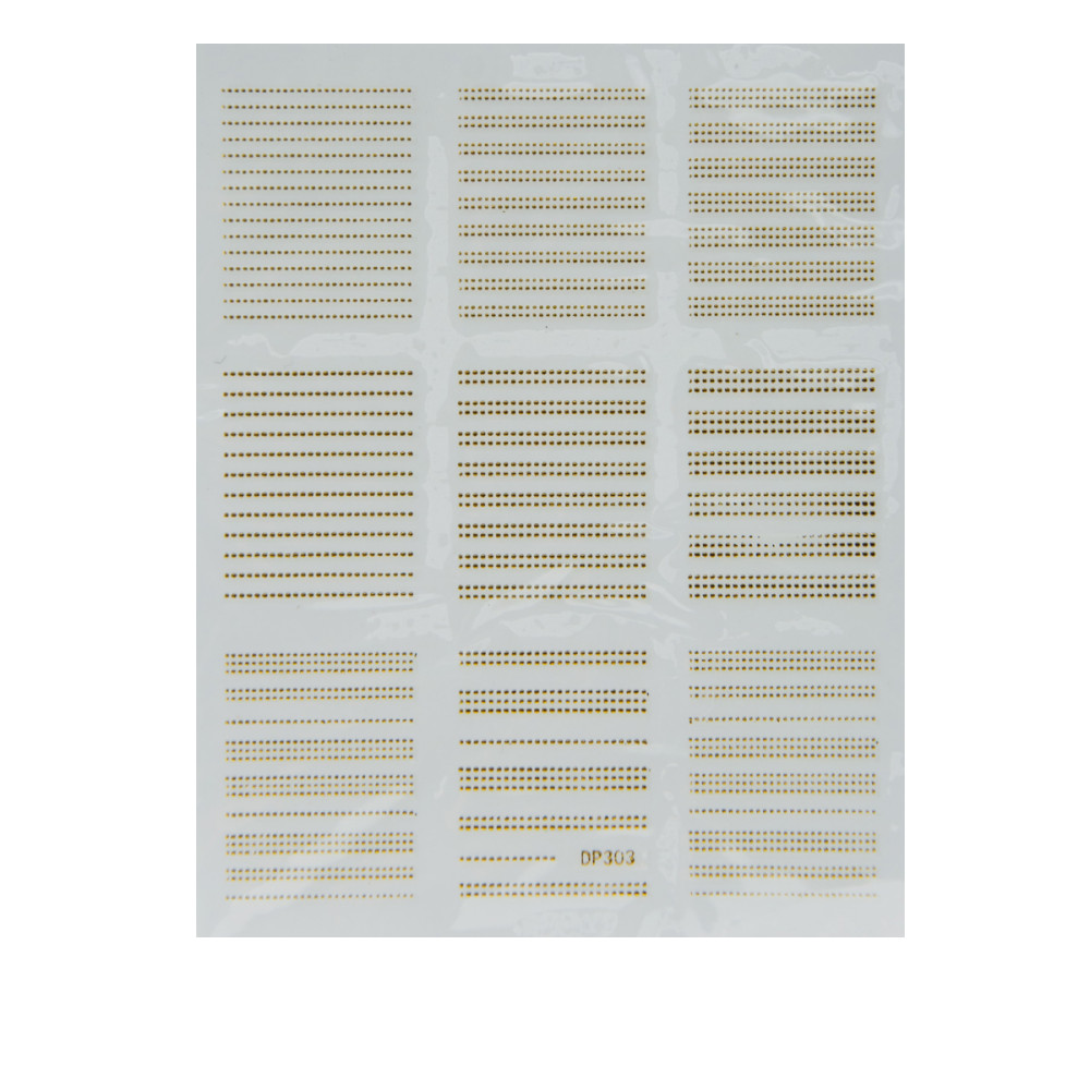 Стрічка гнучка для нігтів Nail sticker (Мікс смужок із точок золото)