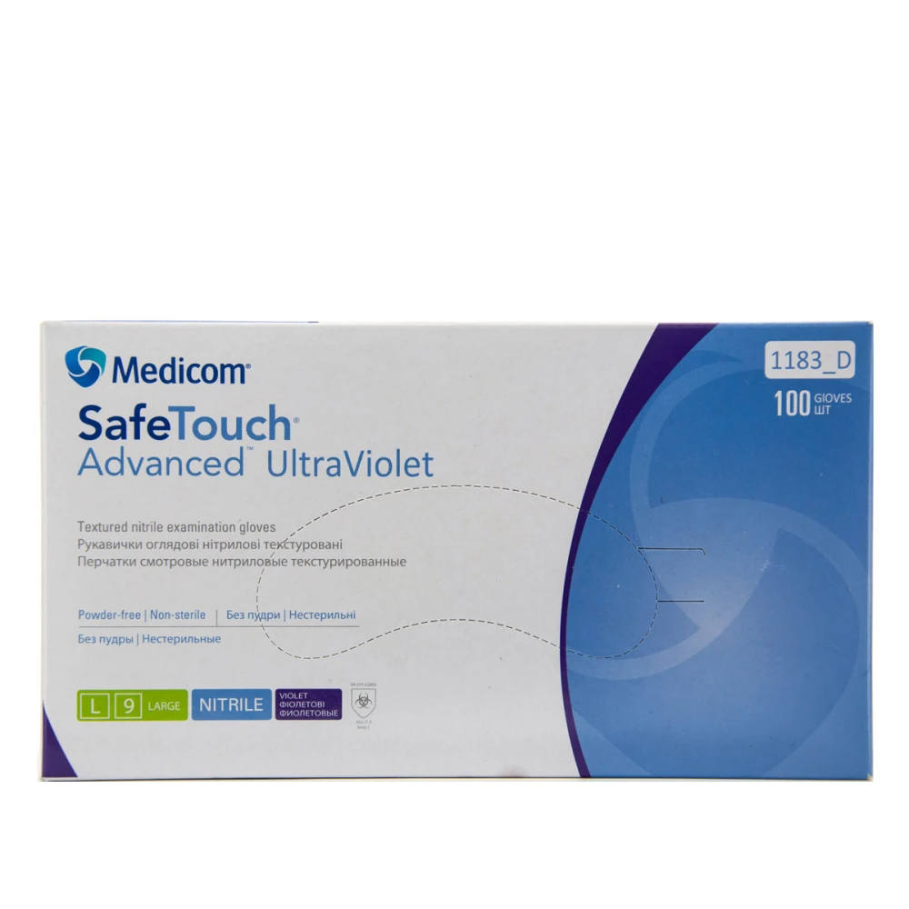 Перчатки нитриловые без пудры нестерильные SafeTouch Advanced Ultra Violet 100 шт рL