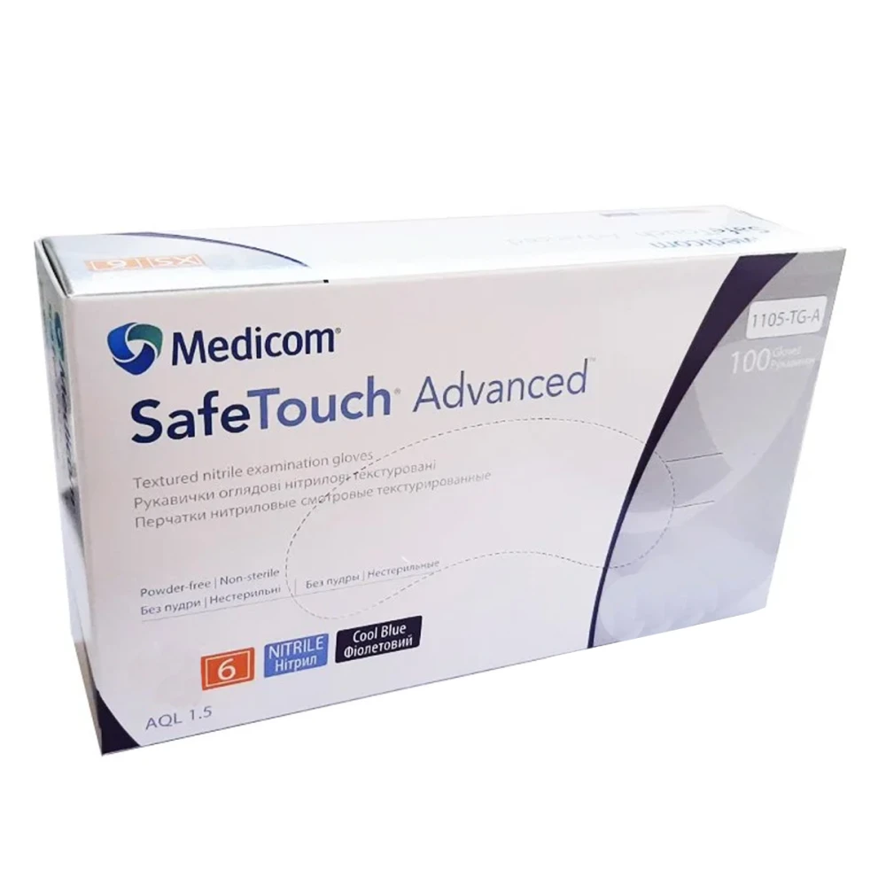 Перчатки нитрил без пудры нестерильные SafeTouch Advanced Lavender 100 шт р M