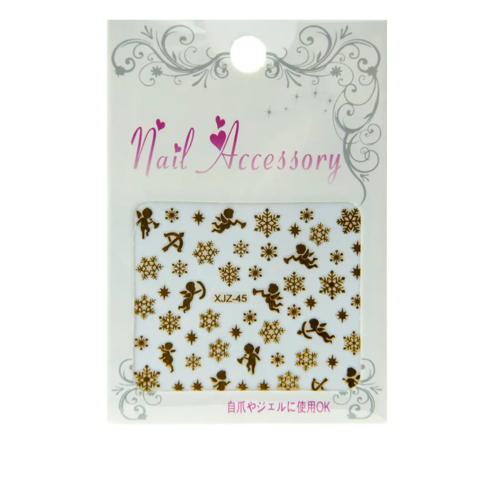 Лента гибкая для ногтей Nail sticker (3D-Снежинкиангелы микс2 золото)