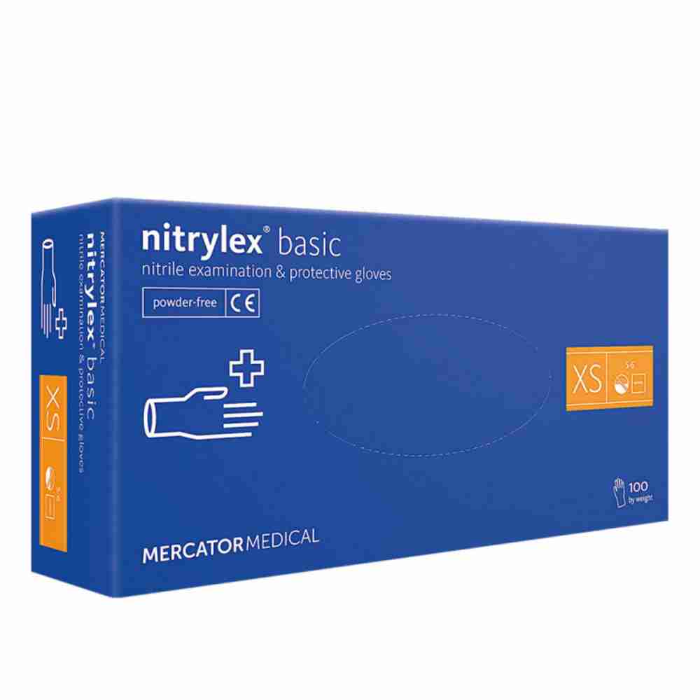 Перчатки нитриловые без пудры нестерильные Nitrylex BASIC Dark Blue 100 шт (XS)