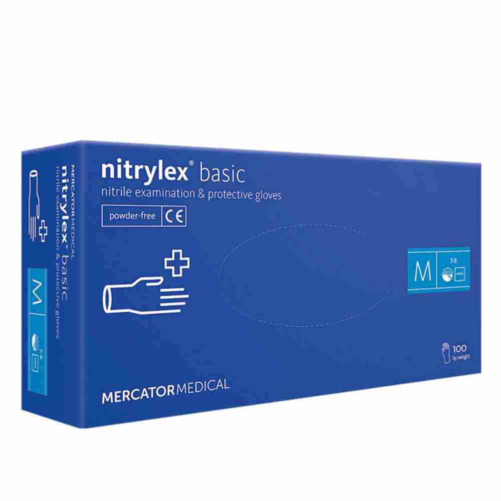 Нітрилові рукавички без пудри нестерильні Nitrylex BASIC Dark Blue 100 шт (M)