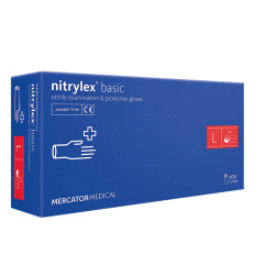 Нітрилові рукавички без пудри нестерильні Nitrylex BASIC Dark Blue 100 шт (L)