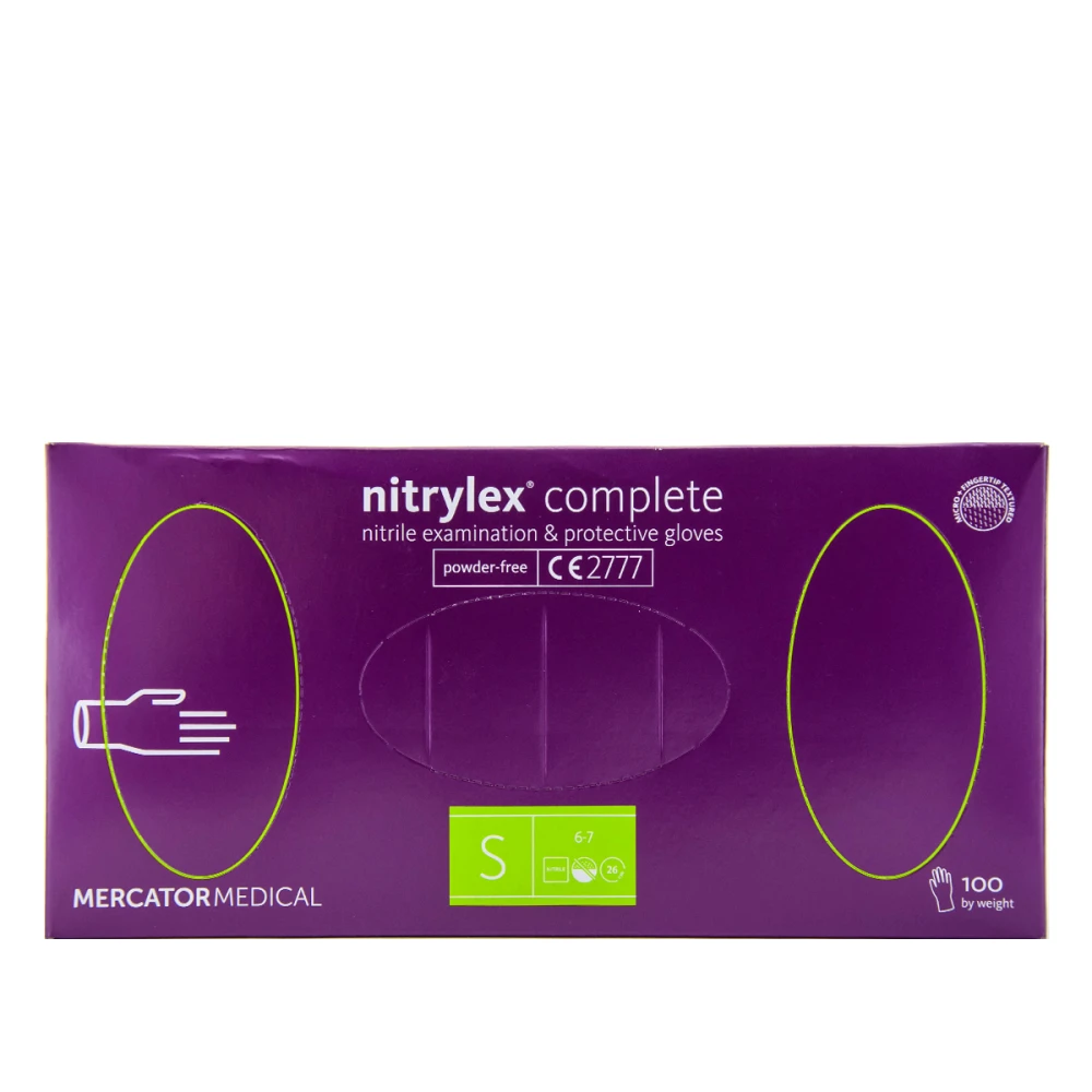 Нітрилові рукавички без пудри нестерильні Nitrylex COMPLETE Violet 100 шт (S)
