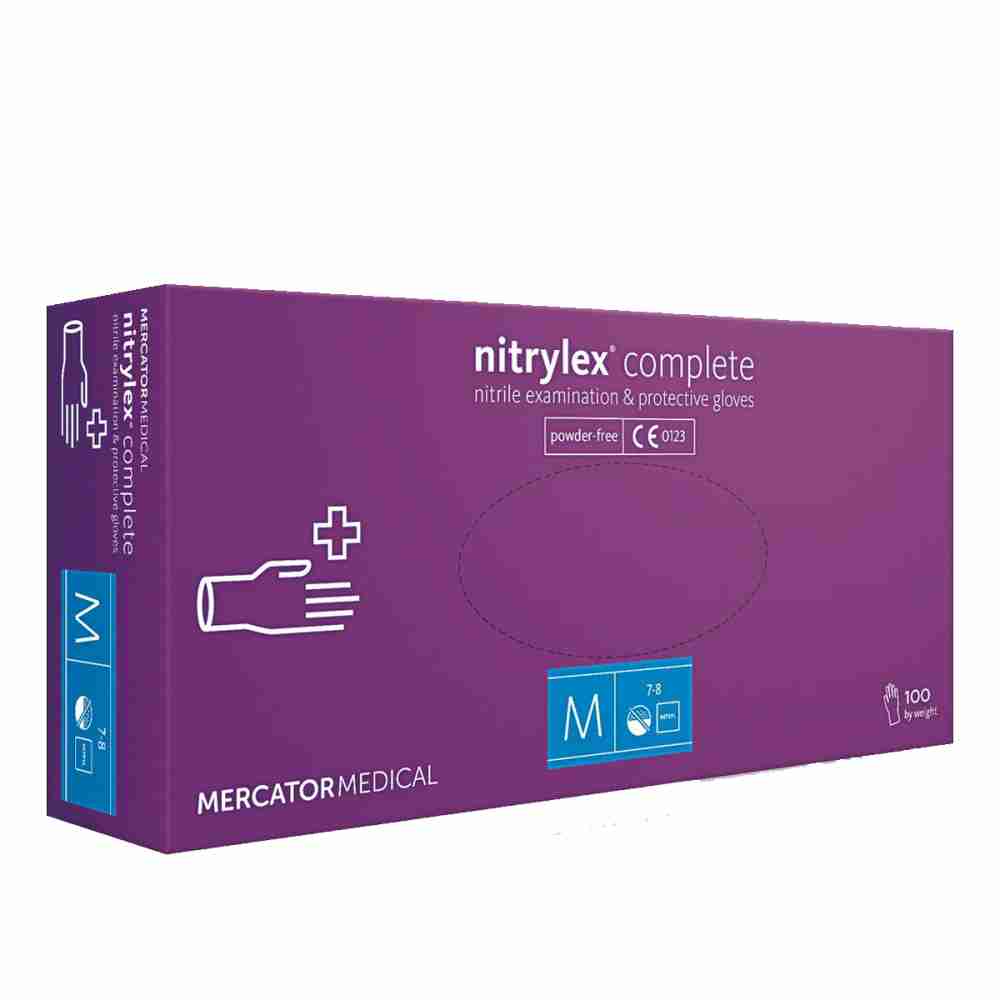 Перчатки нитриловые без пудры нестерильные Nitrylex COMPLETE Violet 100 шт (M)