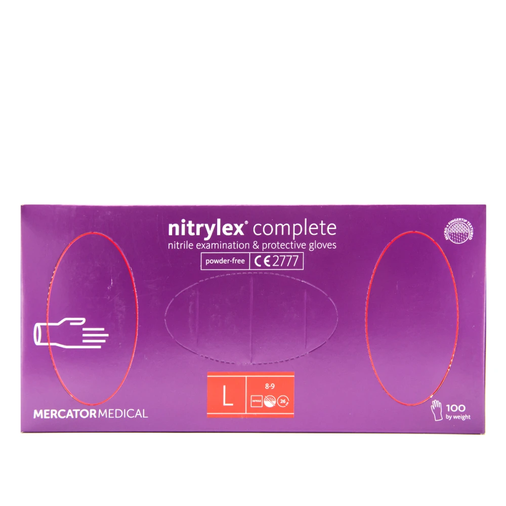 Нітрилові рукавички без пудри нестерильні Nitrylex COMPLETE Violet 100 шт (L)