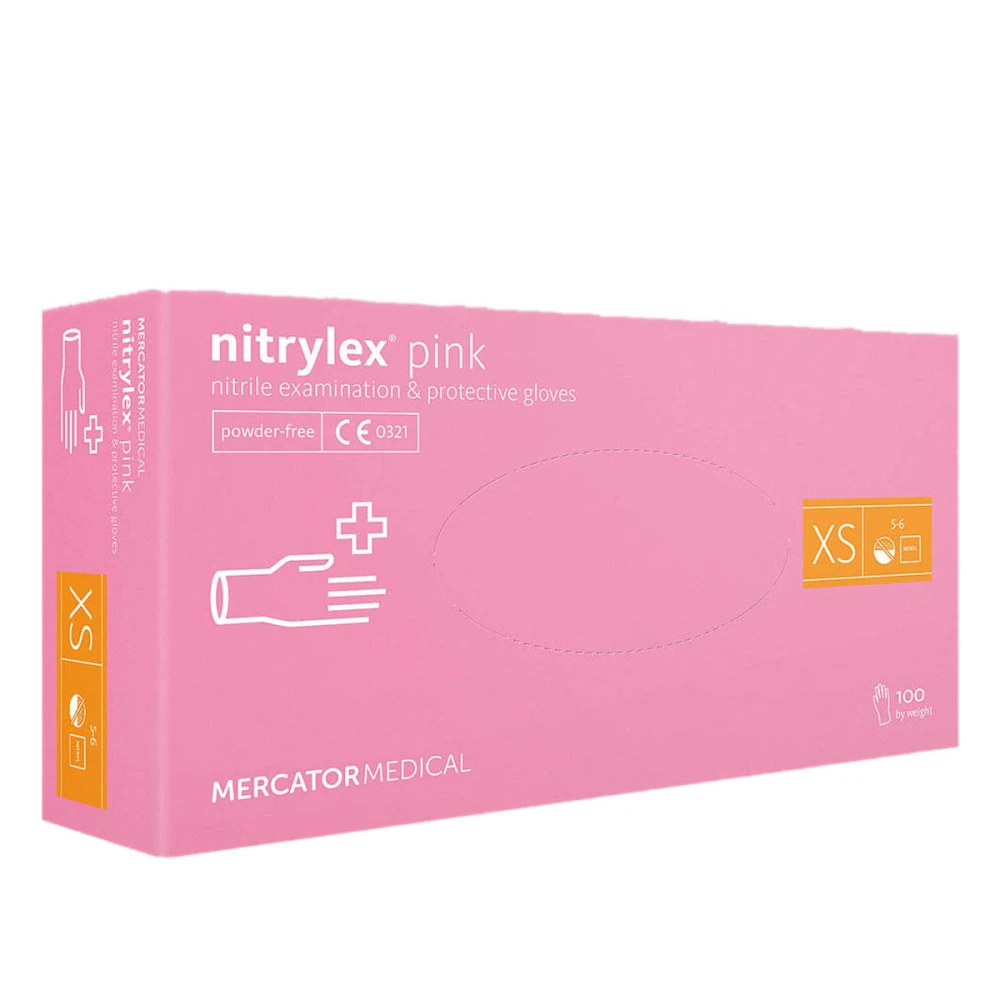 Нітрилові рукавички без пудри нестерильні Nitrylex Pink 100 шт (XS)