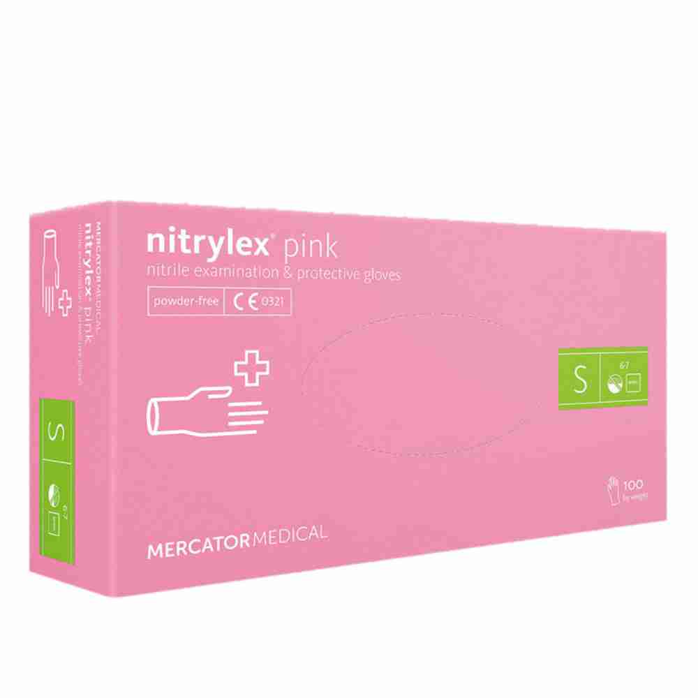 Перчатки нитриловые без пудры нестерильные Nitrylex Pink 100 шт (S)