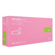 Нітрилові рукавички без пудри нестерильні Nitrylex Pink 100 шт (S)