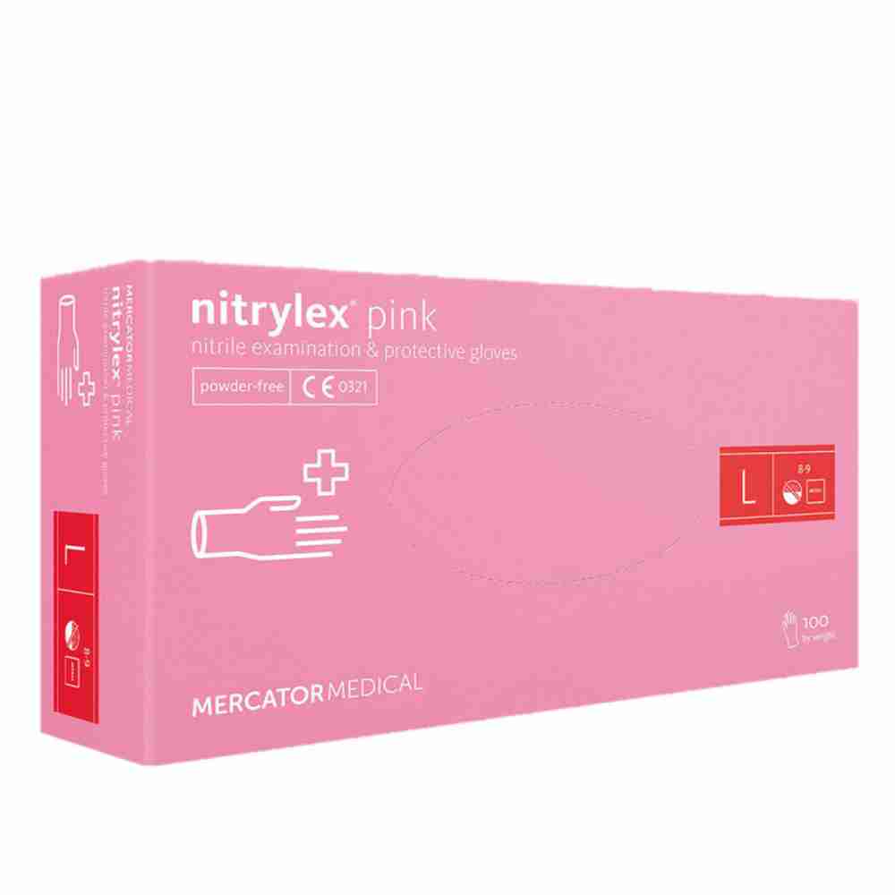 Нітрилові рукавички без пудри нестерильні Nitrylex Pink 100 шт (L)