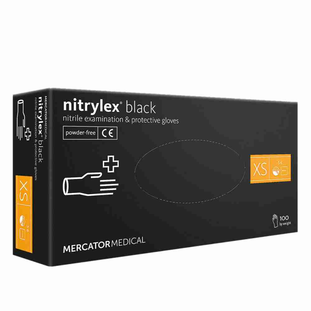 Нітрилові рукавички без пудри нестерильні Nitrylex Black 100 шт (XS)