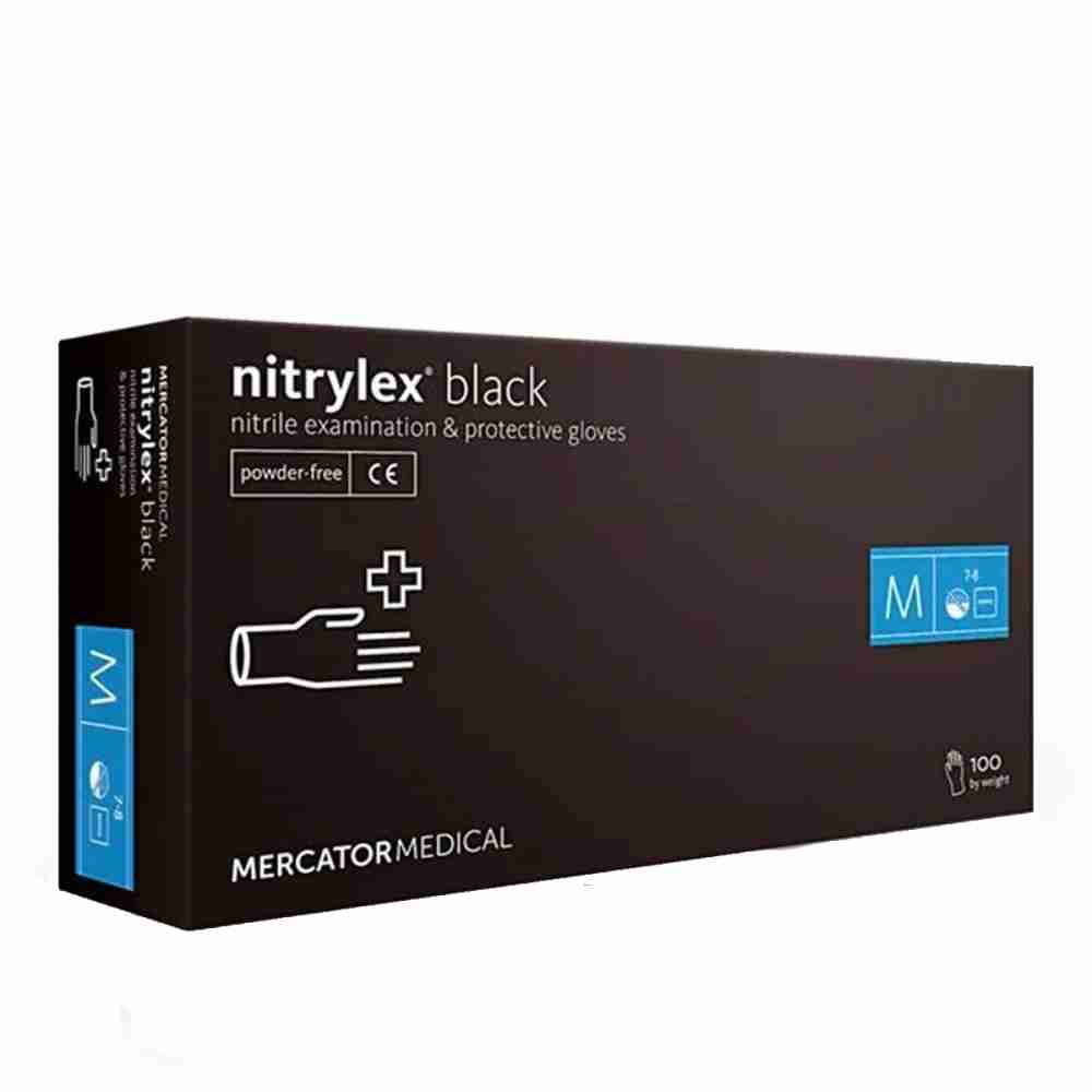 Перчатки нитриловые без пудры нестерильные Nitrylex Black 100 шт (M)