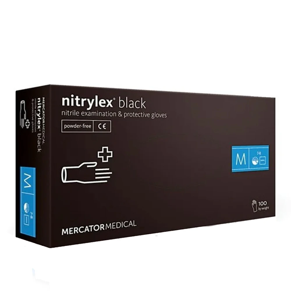 Перчатки нитриловые без пудры нестерильные Nitrylex Black 100 шт (M)