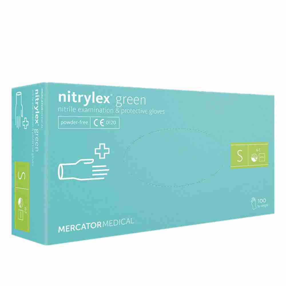 Перчатки нитриловые без пудры нестерильные Nitrylex Green 100 шт (S)