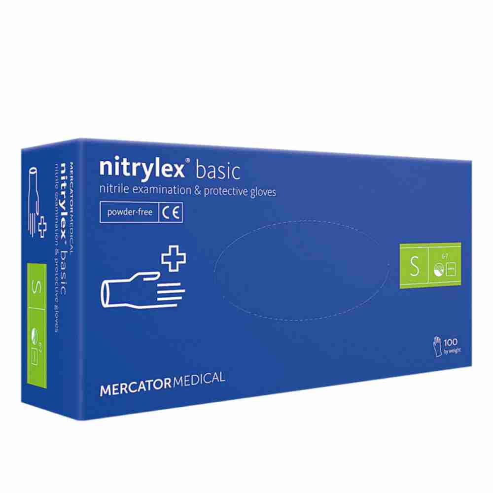 Перчатки нитриловые без пудры нестерильные Nitrylex BASIC Dark Blue 100 шт (S)