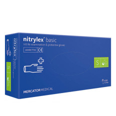Нітрилові рукавички без пудри нестерильні Nitrylex BASIC Dark Blue 100 шт (S)