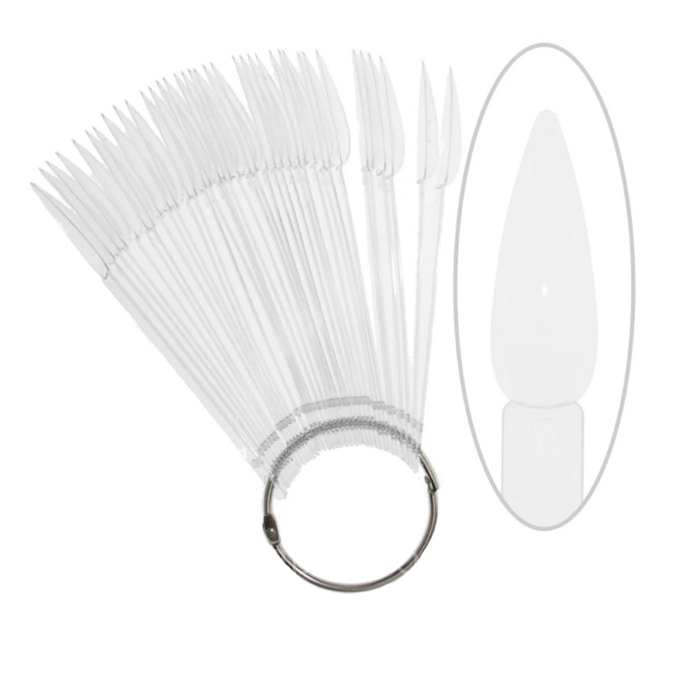 Палитра для лаков веерная по 1 ногот " стилет " (50 шт) (Прозрачная)