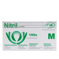 Перчатки нитриловые текстурированные на пальцах SFM зеленые (M)