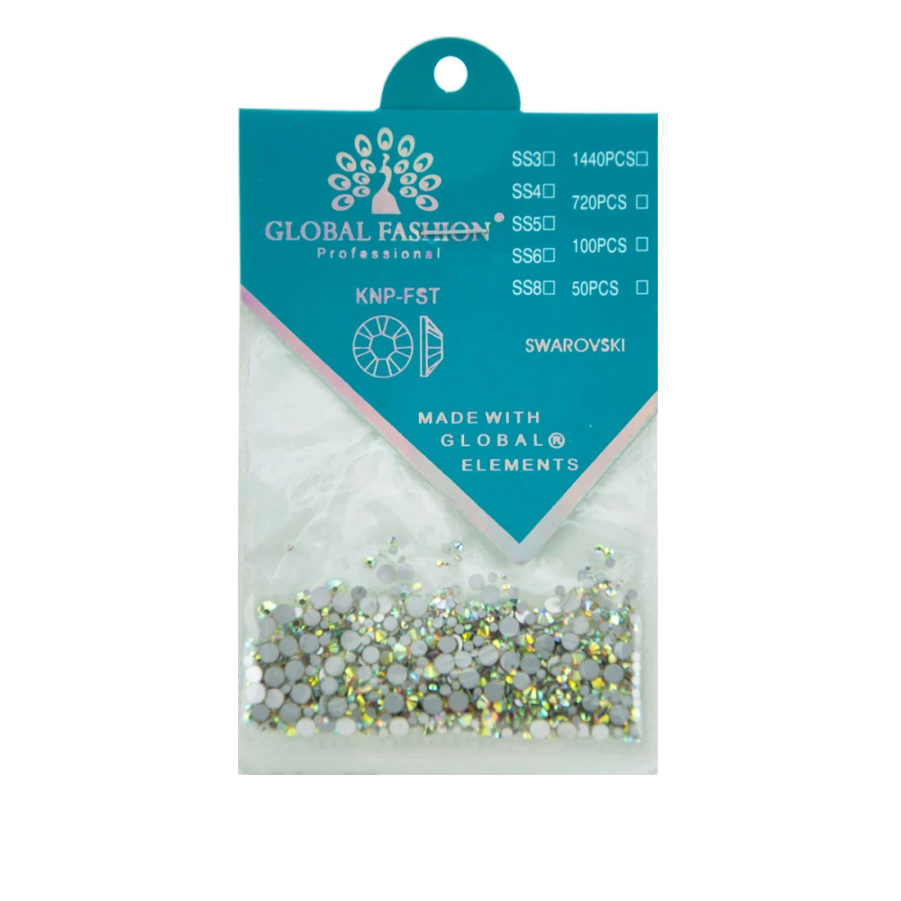 Стразы mix размеров в пакете 1440 шт (AB)