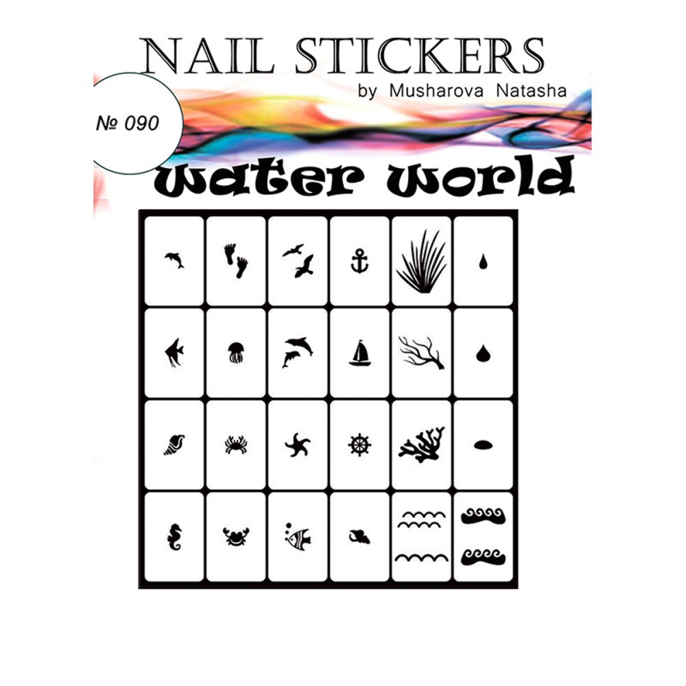 Трафареты-наклейки JVR Colours для nail art (090 водяной мир)