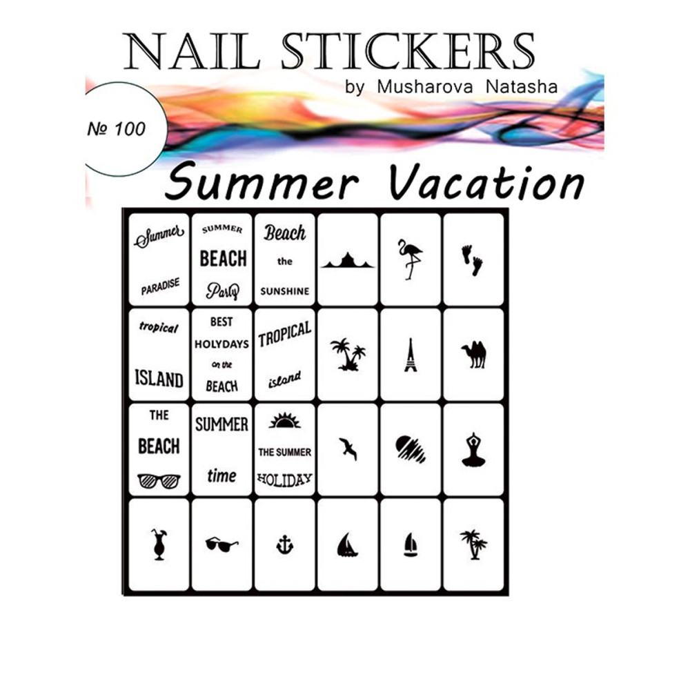 Трафареты-наклейки JVR Colours для nail art (100 летний отпуск)