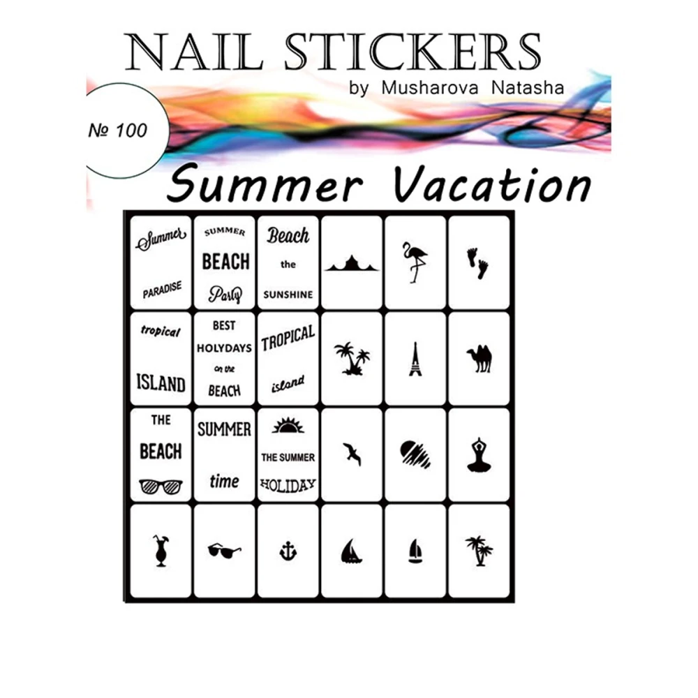 Трафареты-наклейки JVR Colours для nail art (100 летний отпуск)