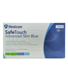 Перчатки нитриловые без пудры нестерильные SafeTouch Slim Blue 100 шт р L