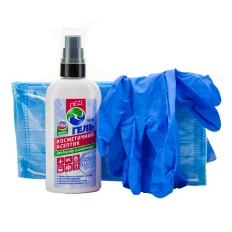 Набір захисний (антисептик 95 мл + медична маска 5 шт + рукавички 5 шт) (S)