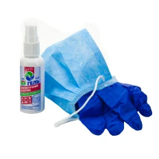 Набір захисний (антисептик 50 мл + медична маска 1 шт + рукавички 1шт) (M)