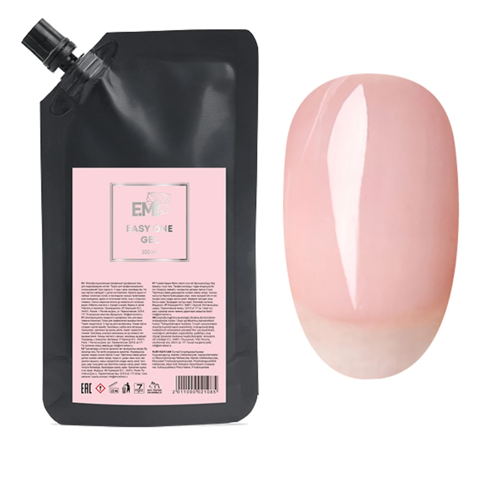 Гель E.MI Easy One Gel 1-фазный прозрачный скульптурный в дой-паке с дозатором 100 мл
