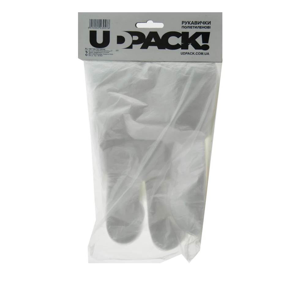 Рукавички HDPE з поліетиленовими топерами 100 шт/уп