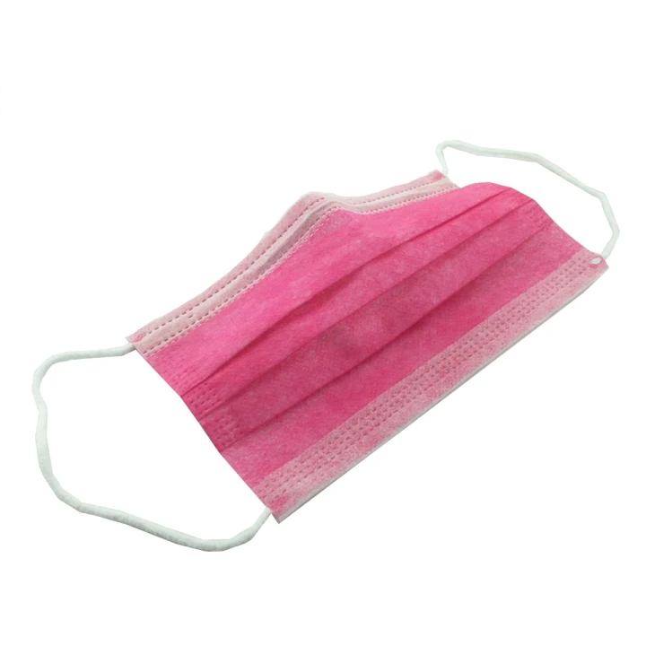 Маска защитная 3-х слойная медицинская 50 шт (Розовая)